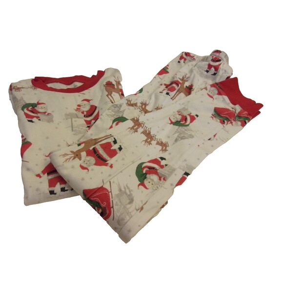 Pottery Barn Kids Heritage Santa Reindeer Sz. 14 Organic Cotton Pajamas, Unisex - Picture 1 of 10